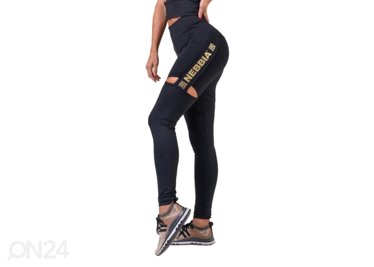 Naisten pitkät treenileggingsit Nebbia Honey Bunny 820, mustat, koko XS kuvasuurennos