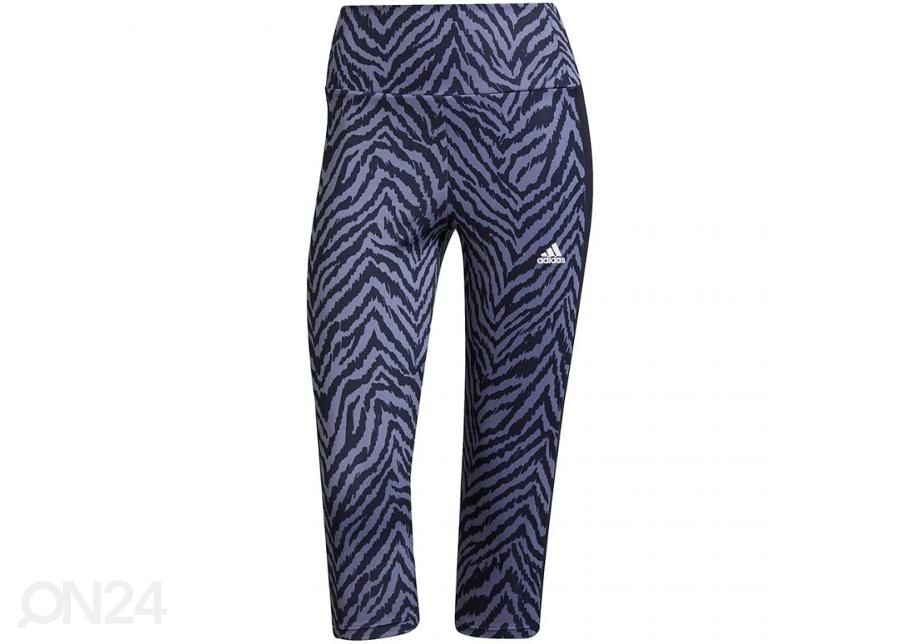 Naisten treenileggingsit Adidas Adidas High-Rise Sport Zebra Capri Tights kuvasuurennos