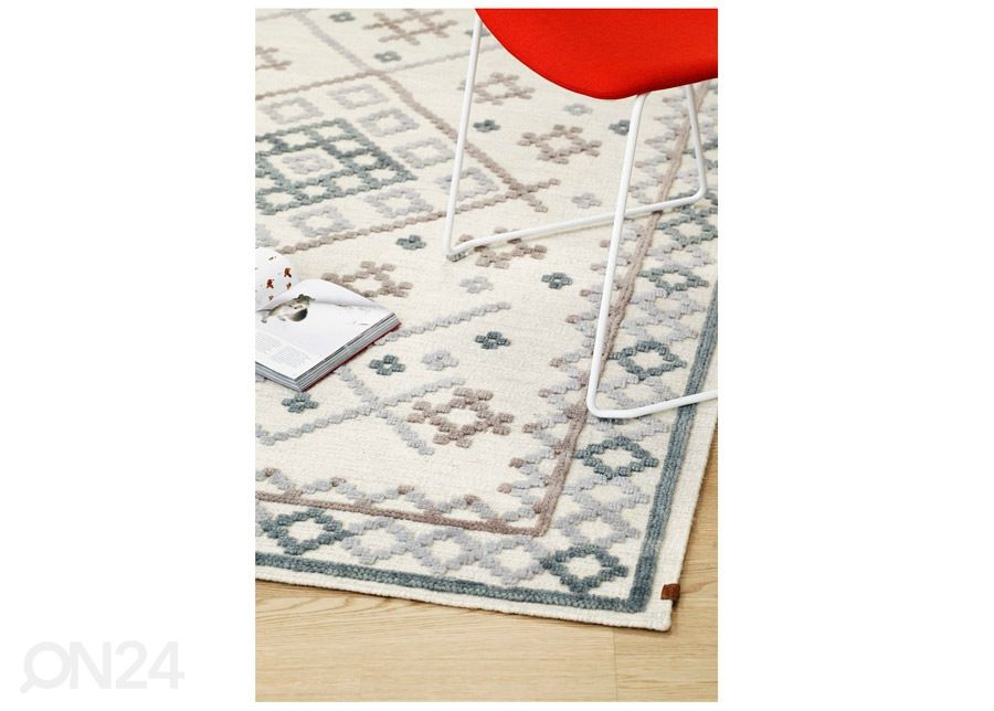 Narma käsinkudottu villamatto Palanga harmaa-beige 160x230 cm kuvasuurennos