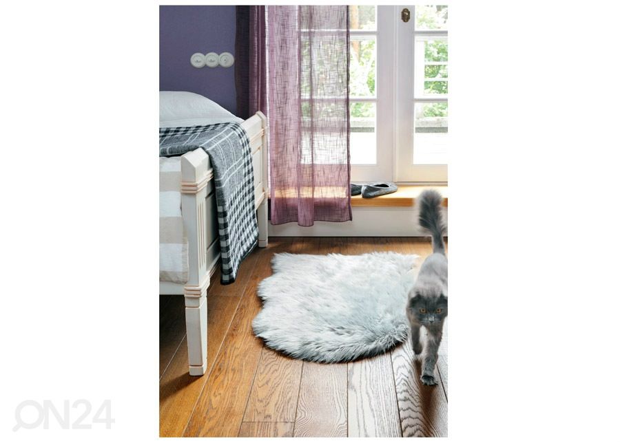 Narma Vegan Fur plyysimatto Dolly silver 60x90 cm kuvasuurennos