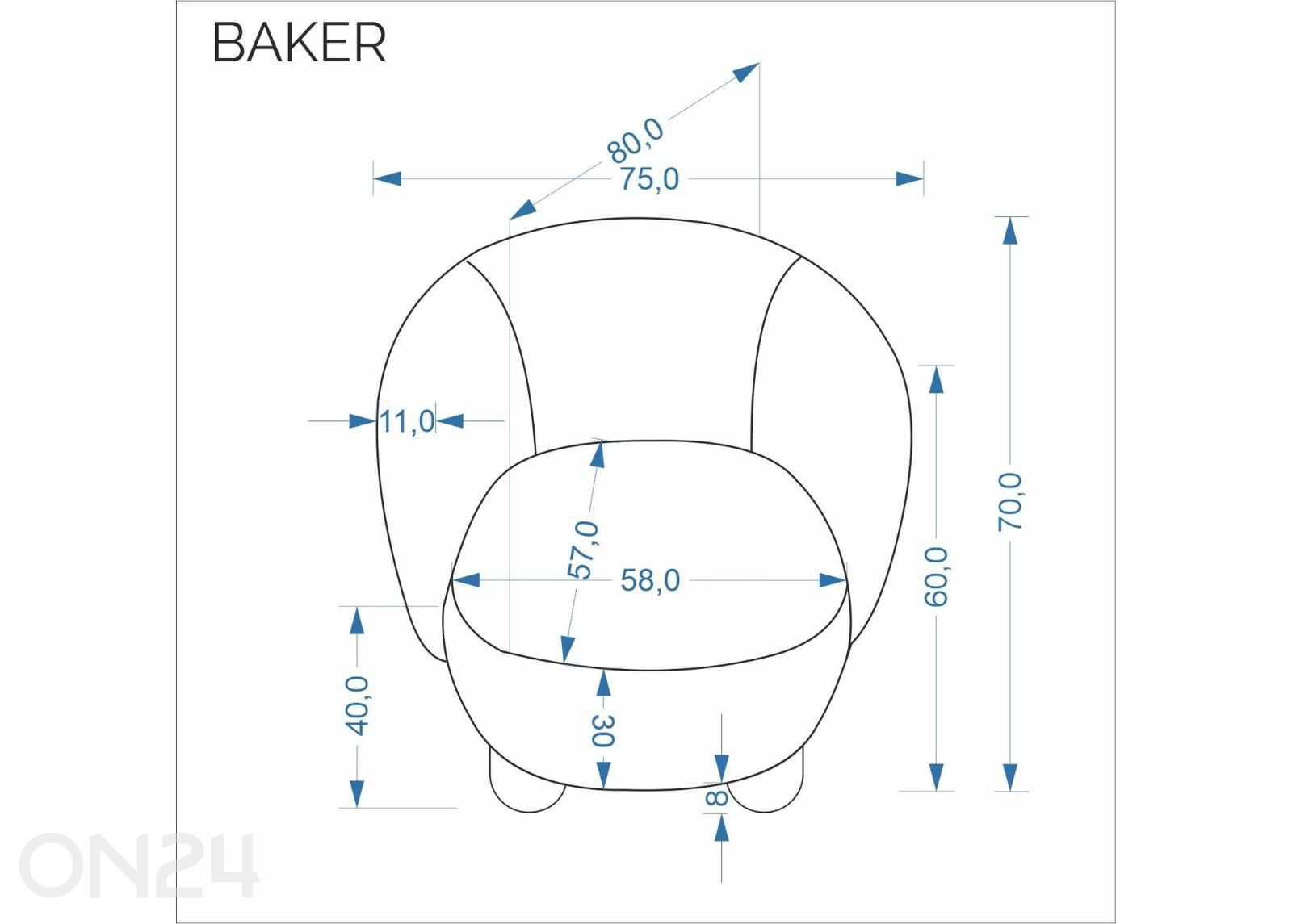 Nojatuoli Baker kuvasuurennos mitat