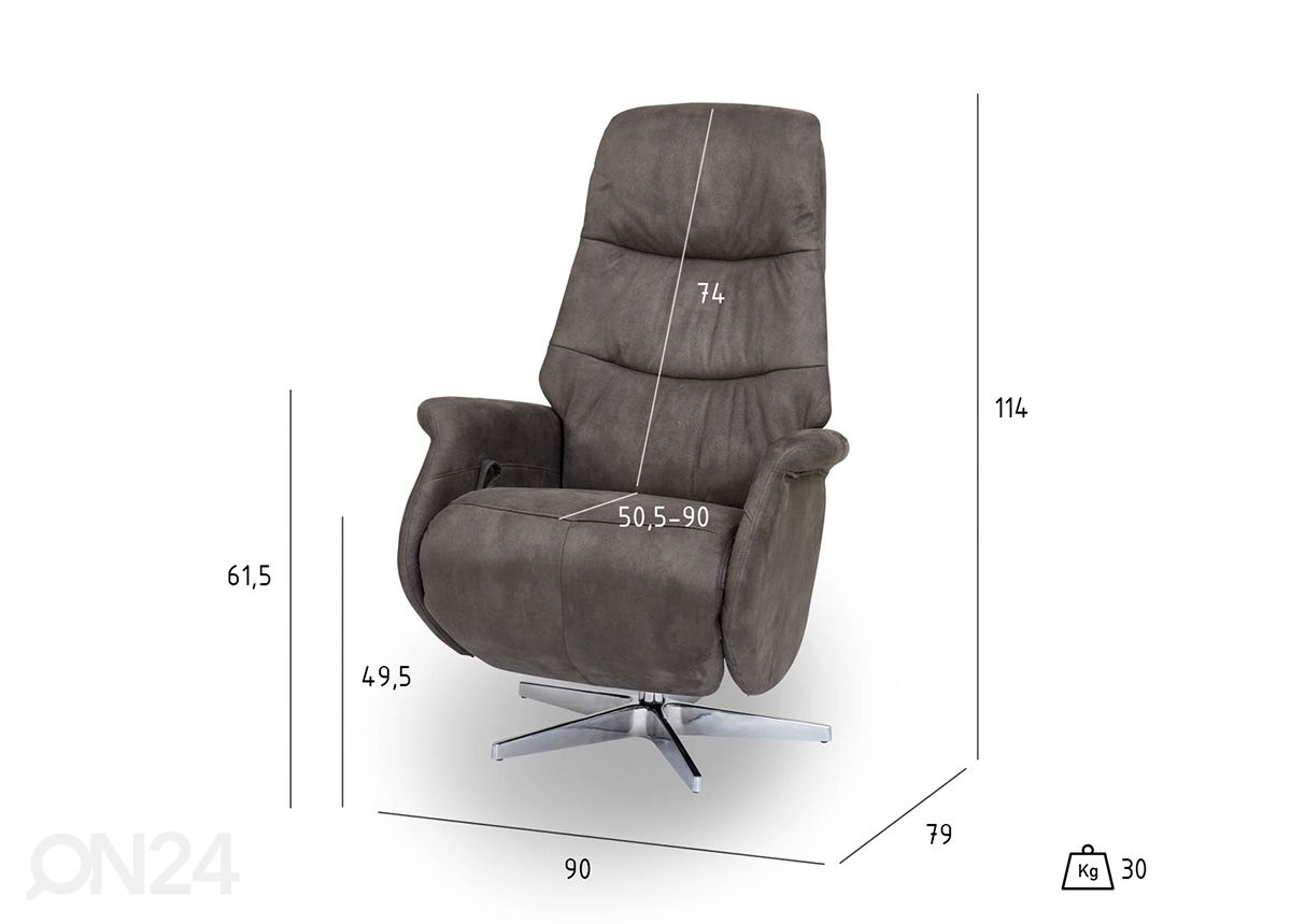 Nojatuoli Delta recliner kuvasuurennos mitat