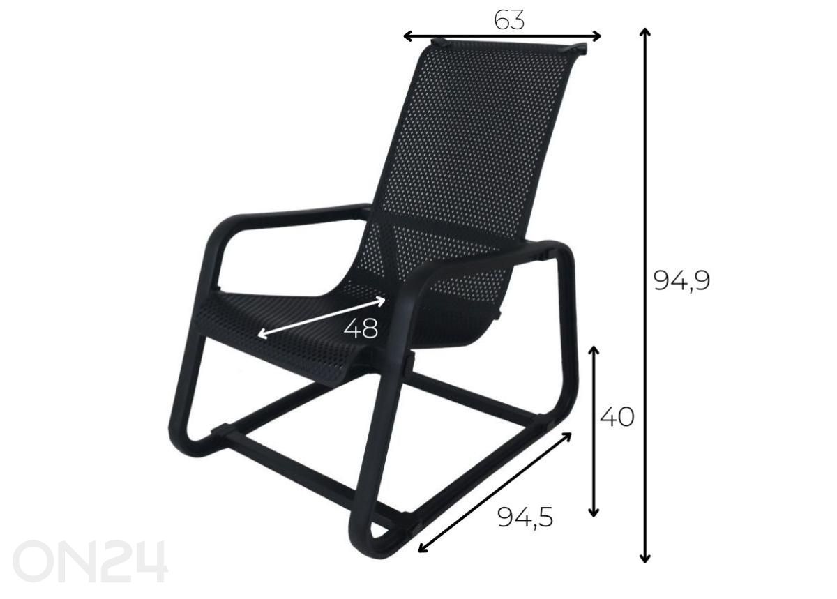 Nojatuoli Lounger In&Out musta kuvasuurennos mitat