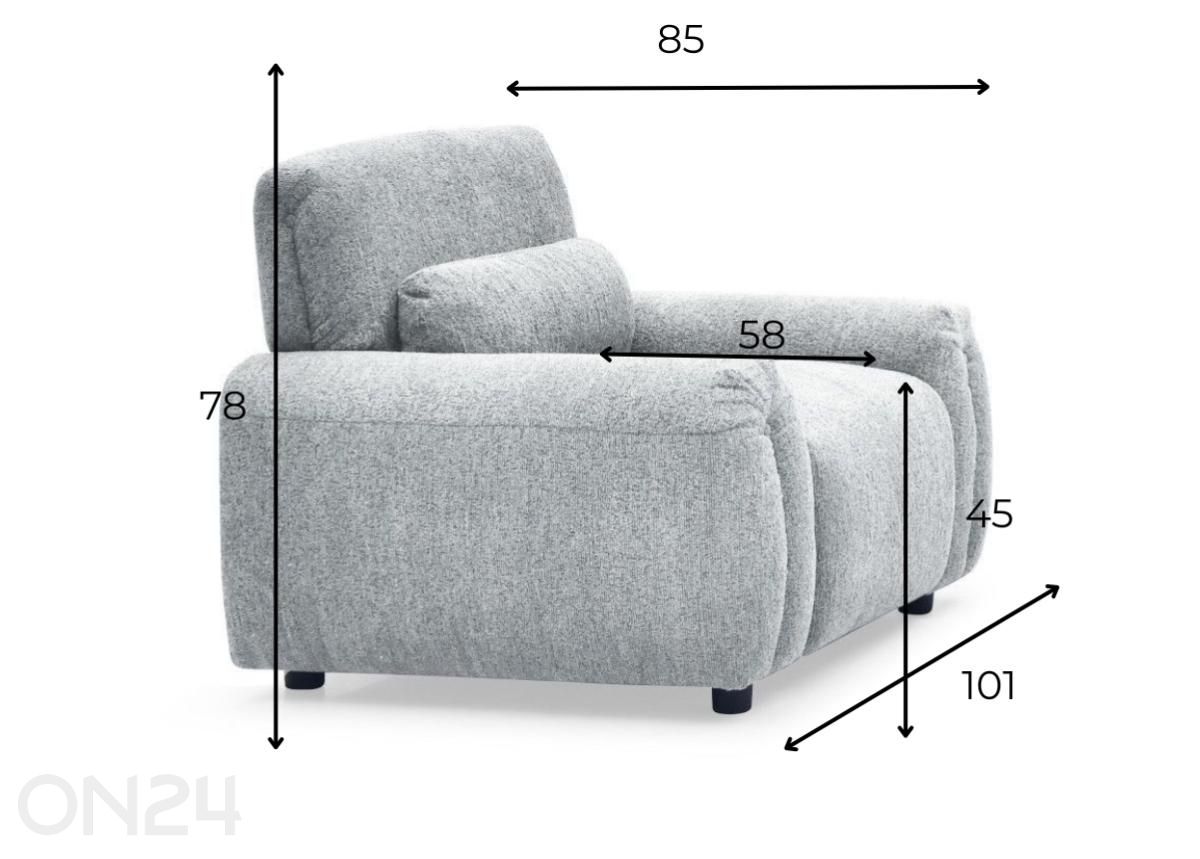 Nojatuoli Medelin kuvasuurennos mitat