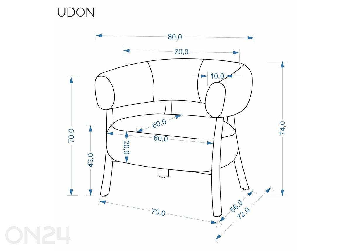 Nojatuoli Udon kuvasuurennos mitat