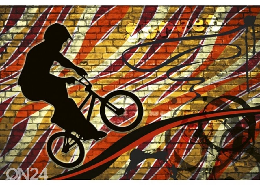 Non-woven kuvatapetti Bicycle red 150x250 cm kuvasuurennos