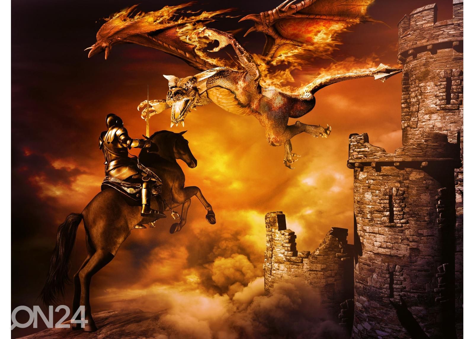 Non-woven kuvatapetti Castle And Dragon Attacking kuvasuurennos