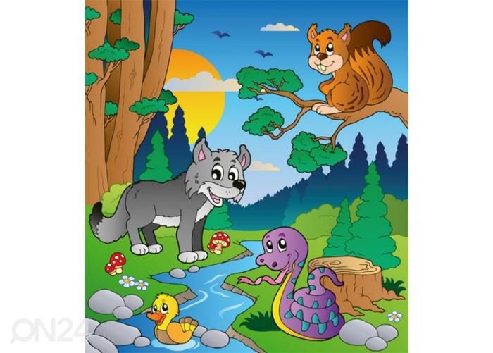 Non-woven kuvatapetti Forest animals 225x250 cm kuvasuurennos