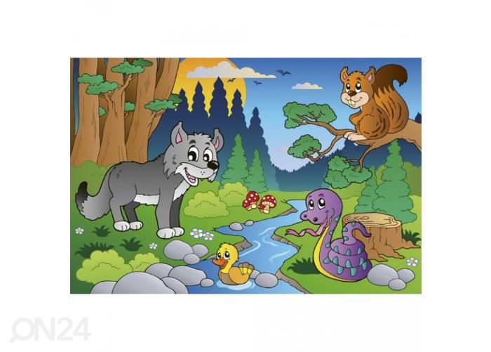 Non-woven kuvatapetti Forest animals 375x250 cm kuvasuurennos