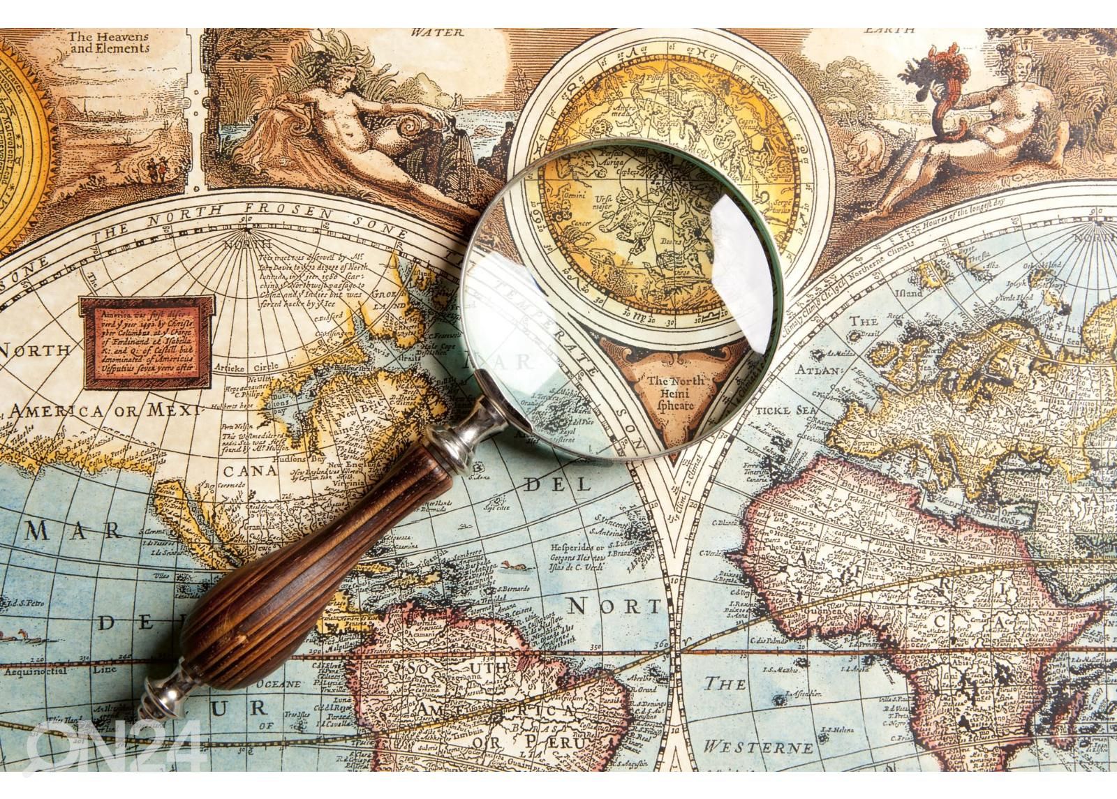 Non-woven kuvatapetti Magnifying Glass And Old Map kuvasuurennos