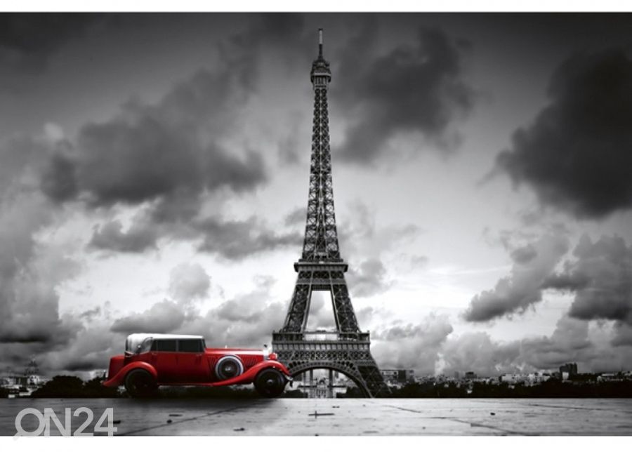 Non-woven kuvatapetti Retro car in paris 150x250 cm kuvasuurennos