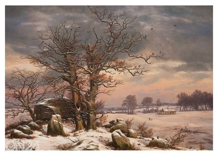 Non-woven kuvatapetti Winter Landscape near Vordingborg Denmark by J.C. Dahl (Norwegian) 368x254 cm kuvasuurennos