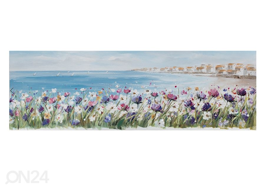 Öljymaalaus Rantakukkia 50x150 cm kuvasuurennos