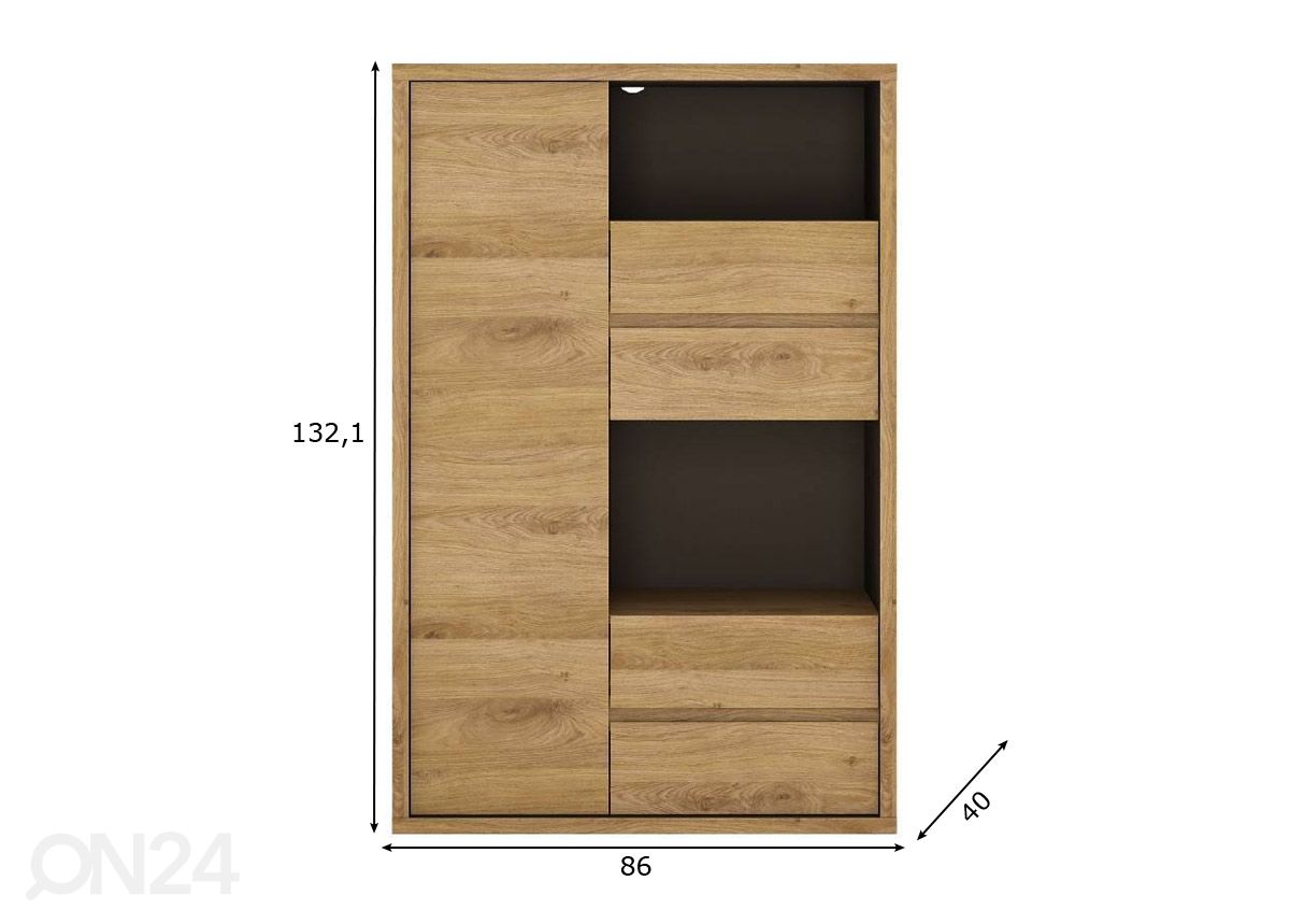 Olohuoneen kaappi Shetland 86 cm kuvasuurennos mitat