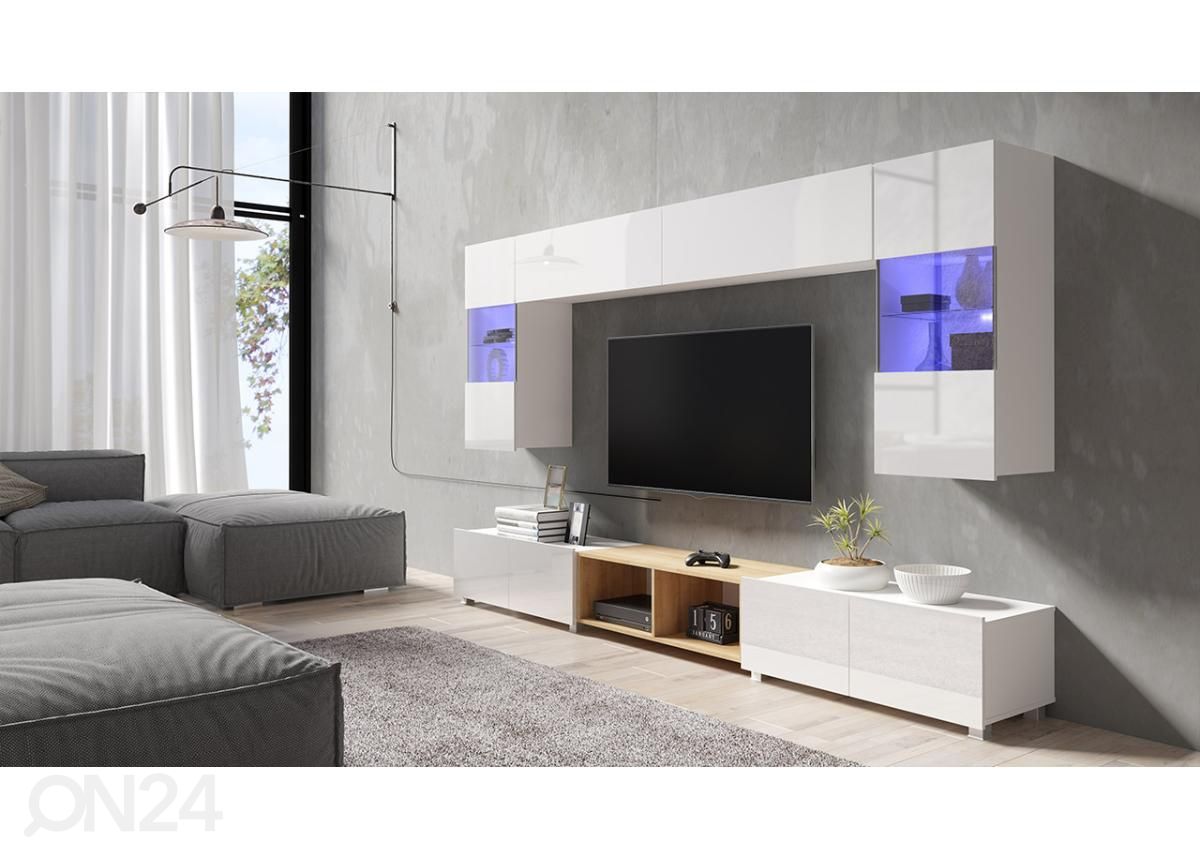 Olohuoneen kalusteryhmä 300 cm + LED-valaistus kuvasuurennos