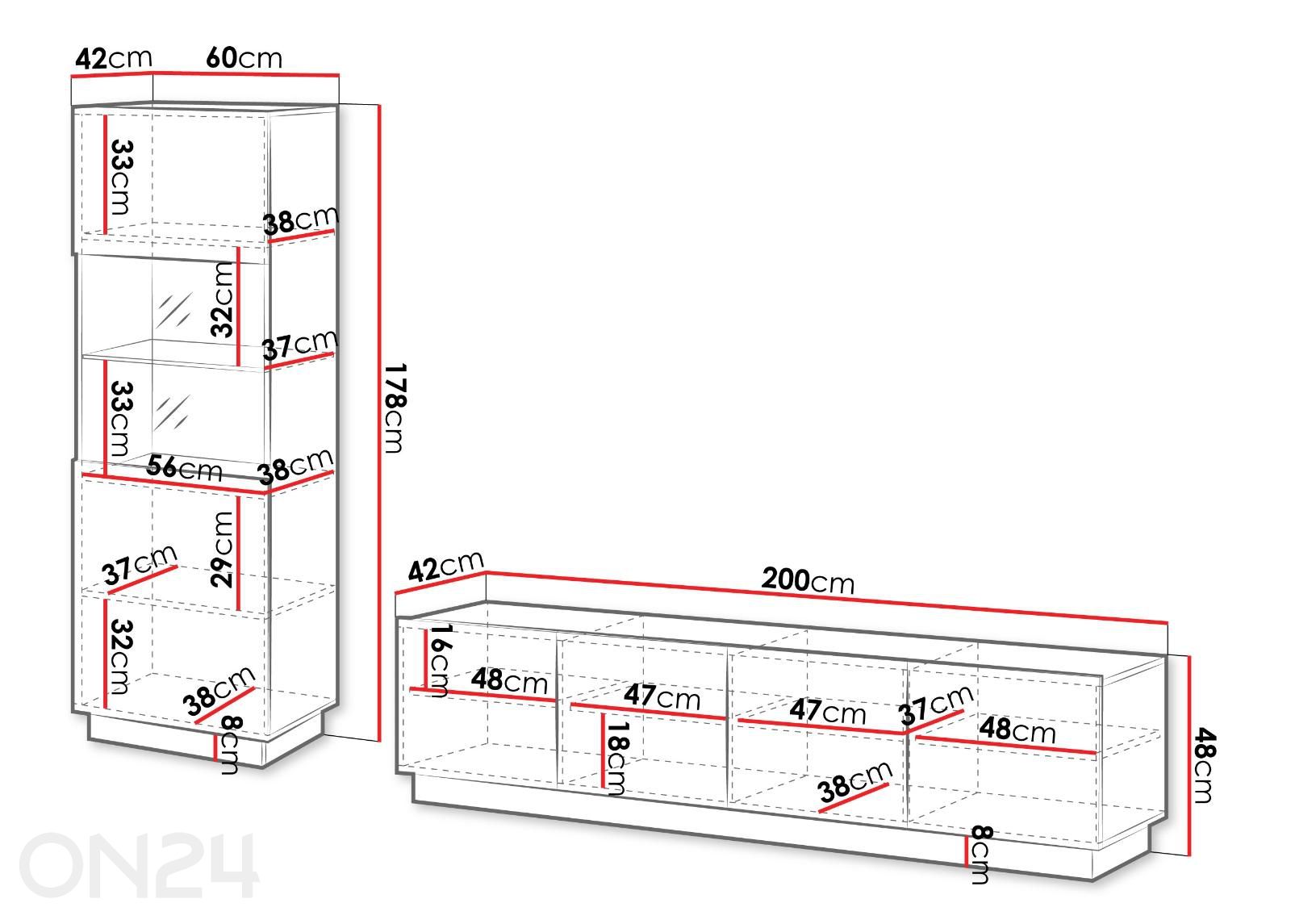 Olohuoneen kalusteryhmä Liverti kuvasuurennos mitat