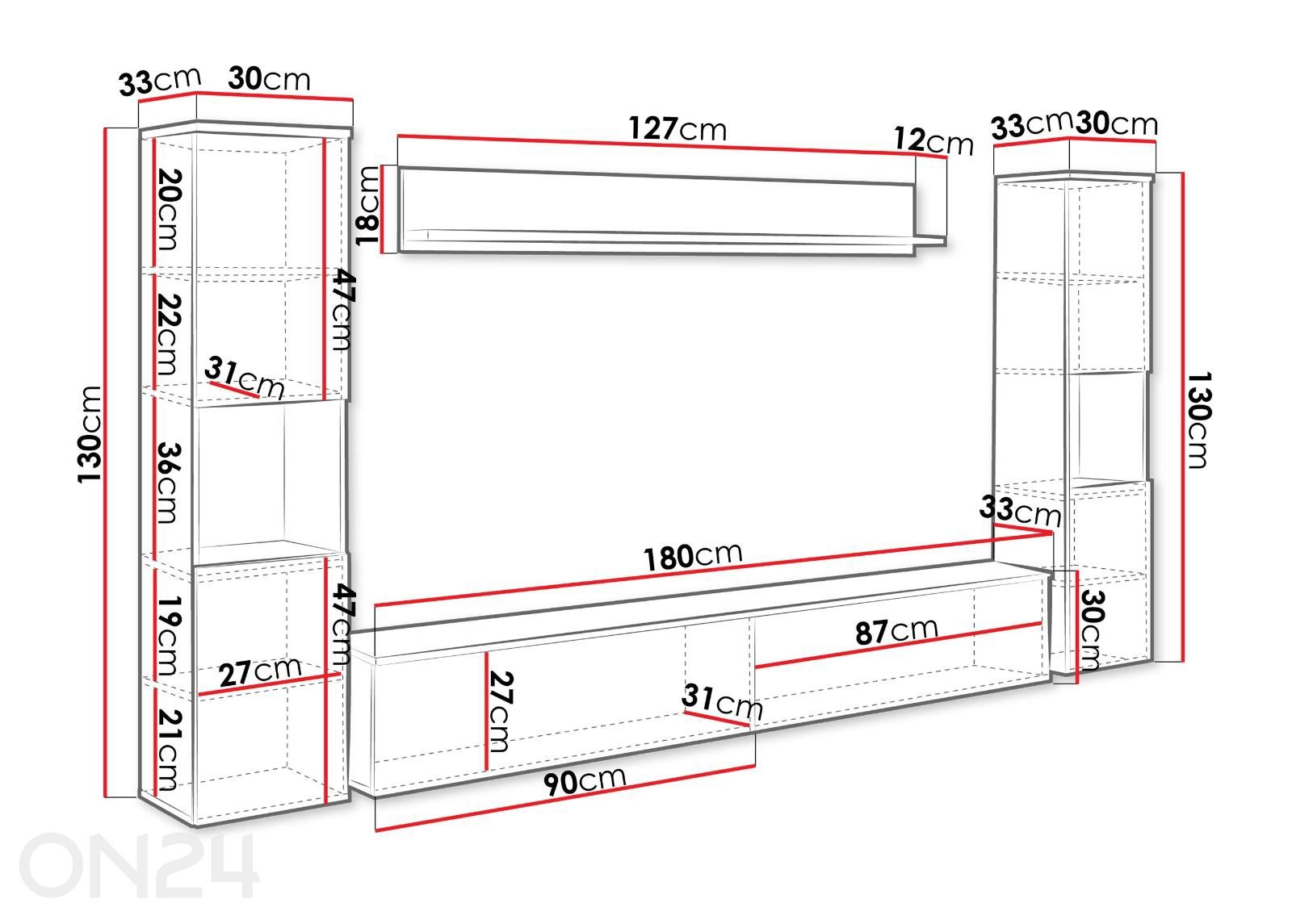 Olohuoneen kalusteryhmä Paris kuvasuurennos mitat
