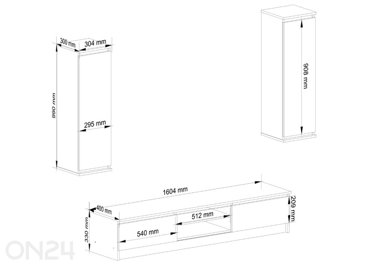 Olohuonekalusto Ruda kuvasuurennos mitat