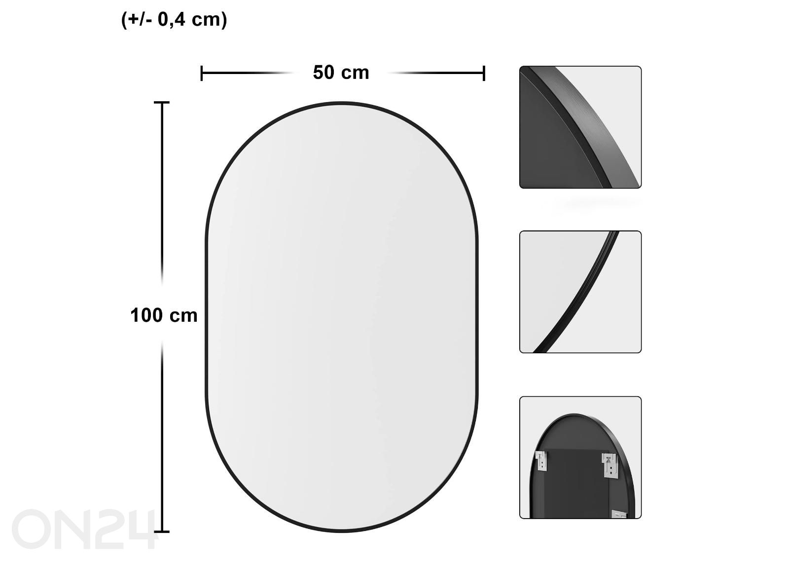 Ovaali peili 50x100 cm kuvasuurennos mitat