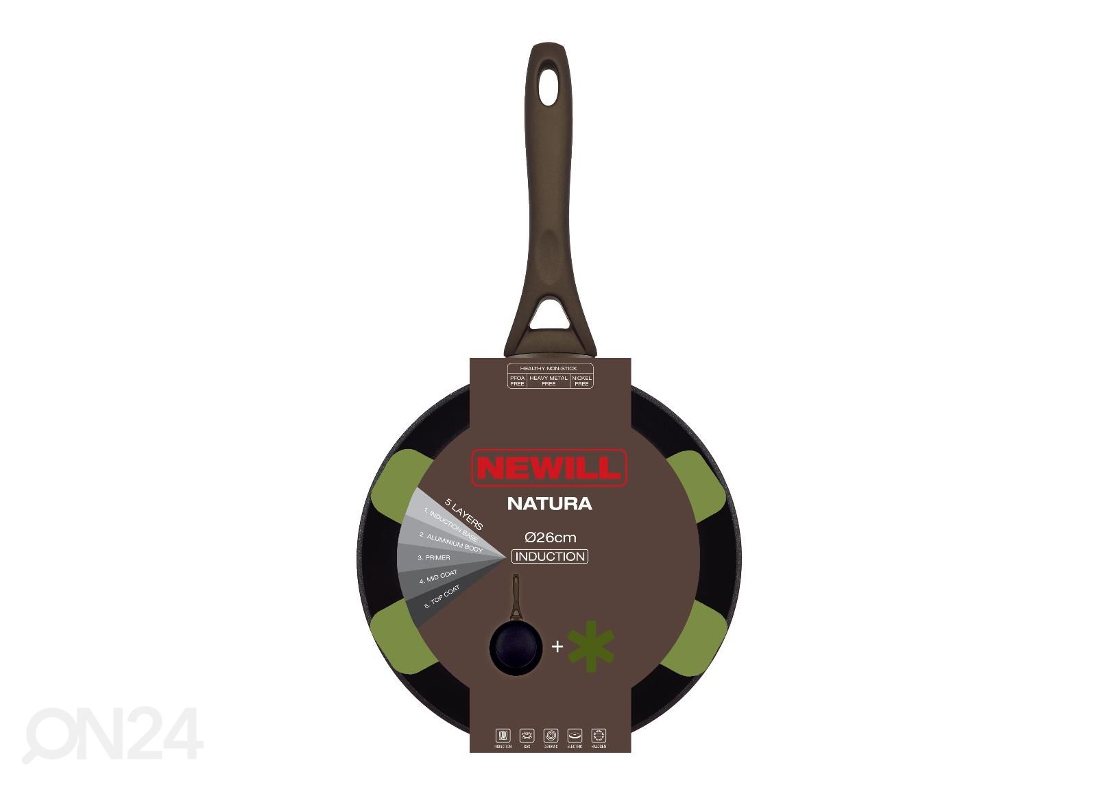 Paistinpannu Newill Natura Ø 26 cm + pannusuoja, induktio kuvasuurennos