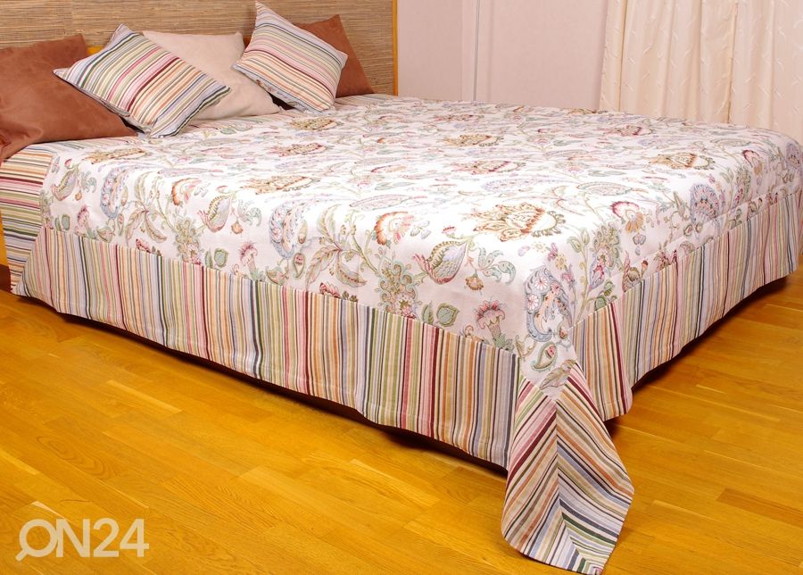 Päiväpeitto Barahona vaalea raita 250x240 cm kuvasuurennos
