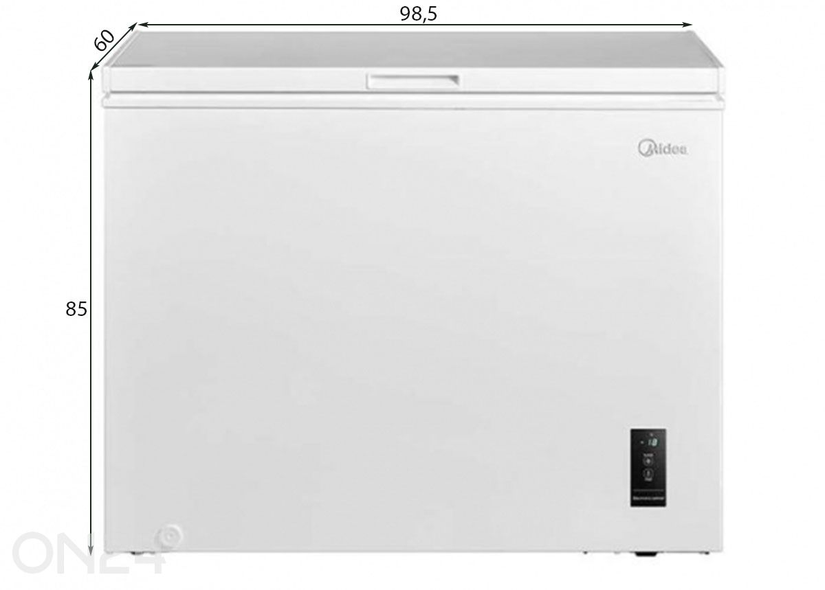 Pakastin Midea MDRC345FEE01, valkoinen kuvasuurennos mitat