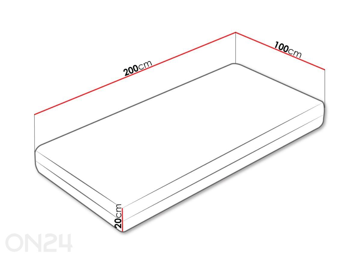 Patja Alabama 100x200 cm kuvasuurennos mitat