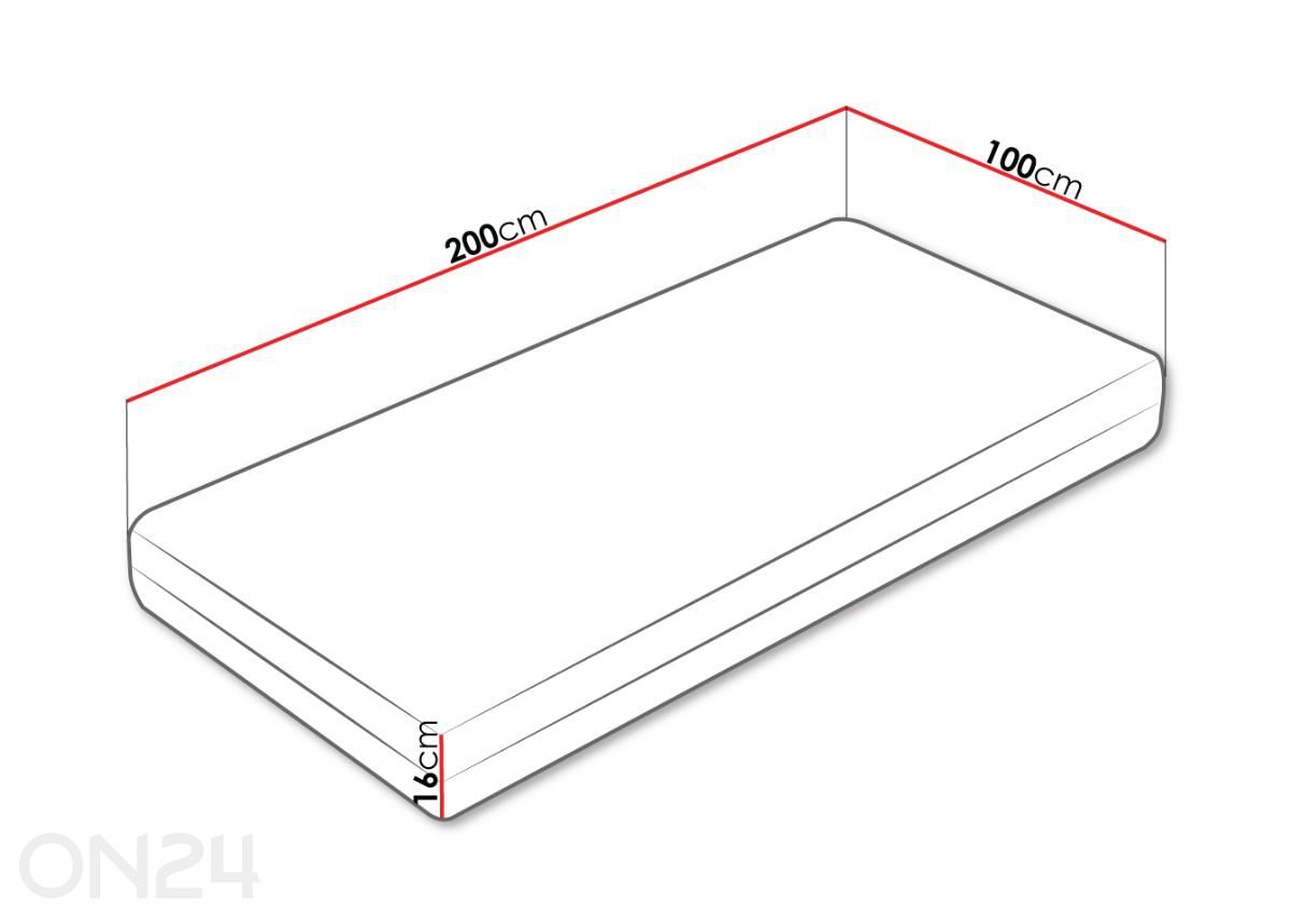 Patja Apollo 100x200 cm kuvasuurennos mitat
