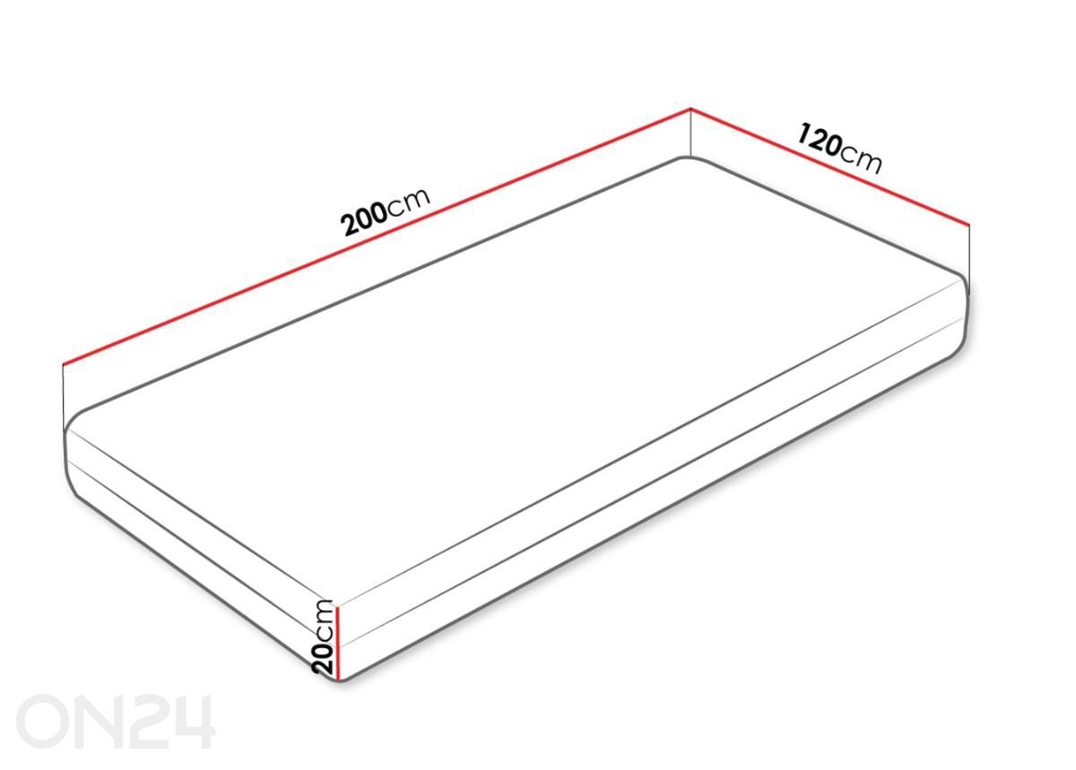 Patja Comfort 120x200 cm kuvasuurennos mitat