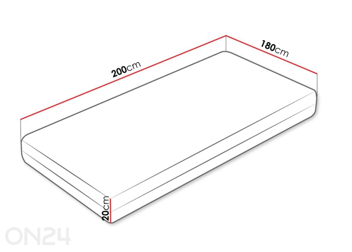 Patja Comfort 180x200 cm kuvasuurennos mitat