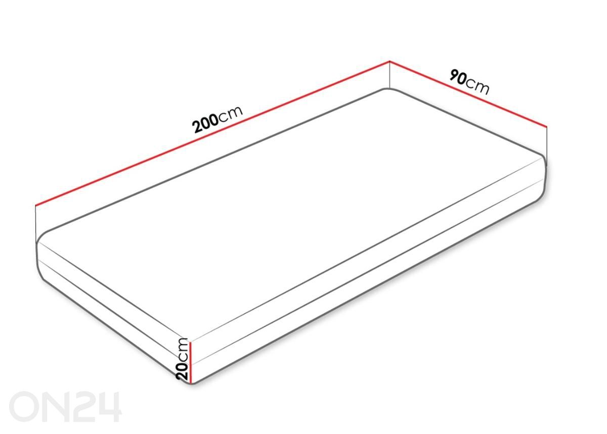 Patja Comfort 90x200 cm kuvasuurennos mitat