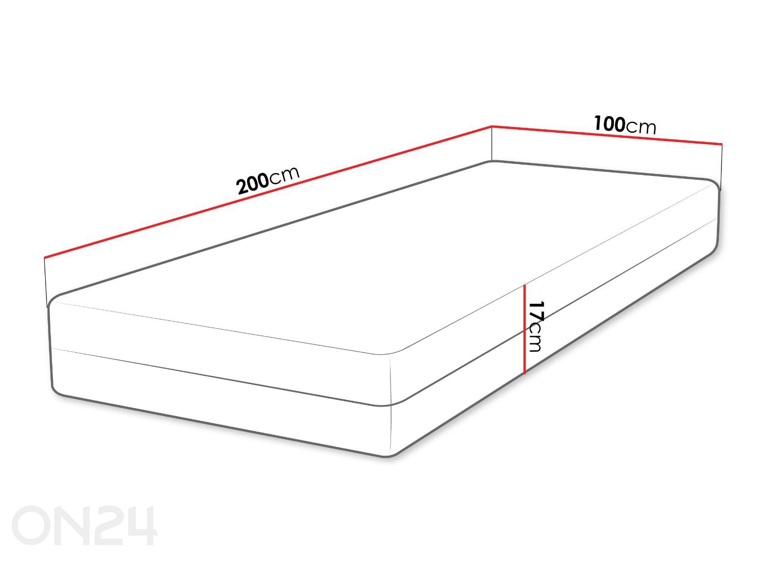 Patja Velore 100 × 200 cm kuvasuurennos mitat
