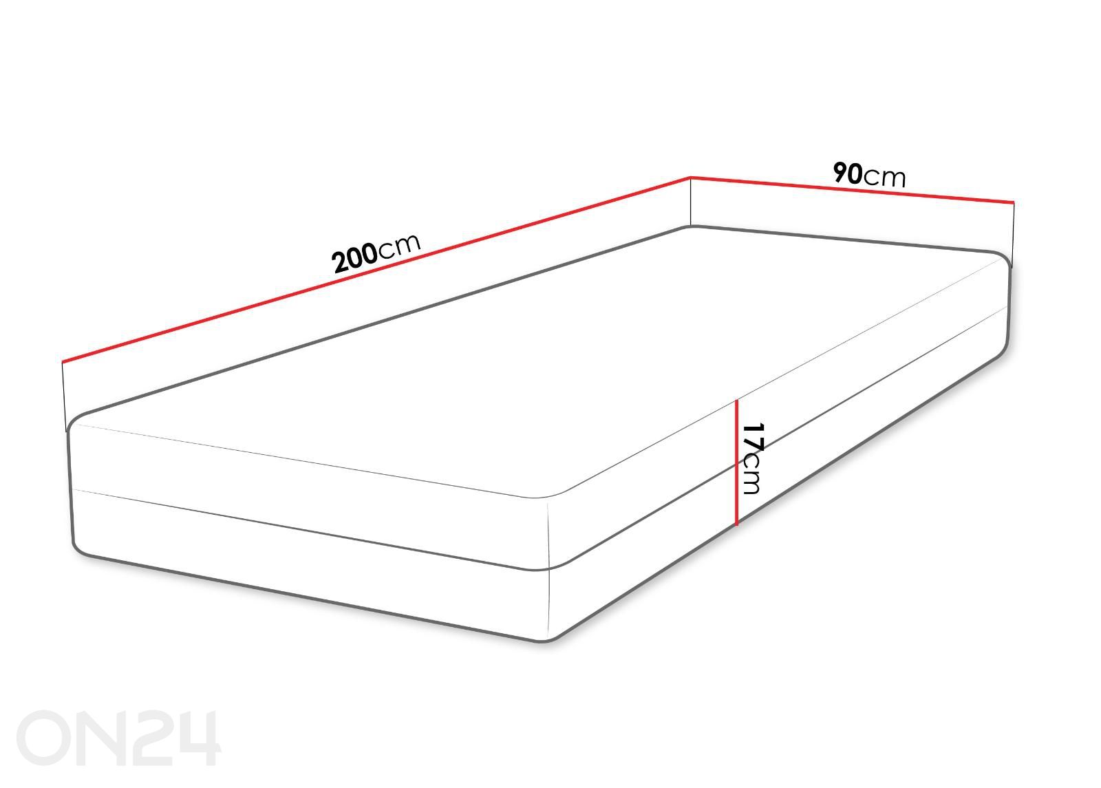 Patja Velore 90 × 200 cm kuvasuurennos mitat