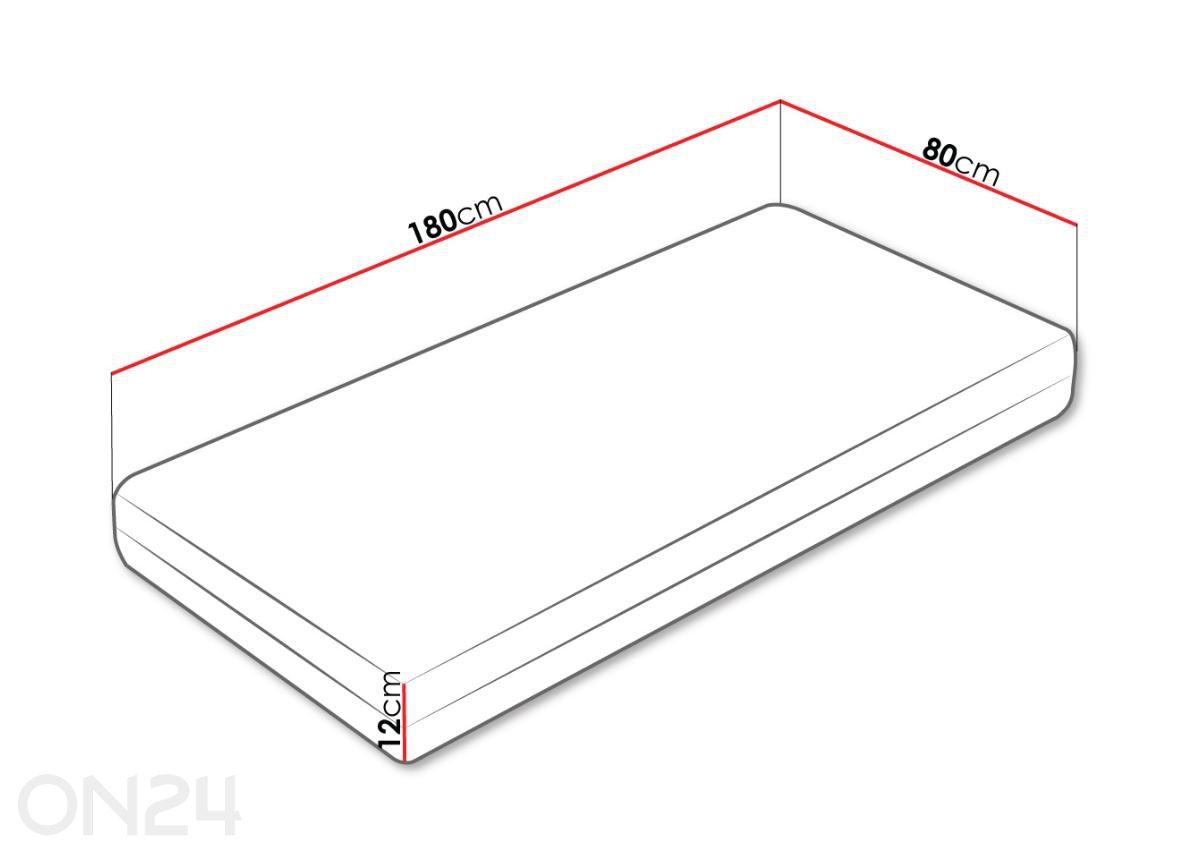 Patja Zeus 12, 80x180 cm kuvasuurennos mitat