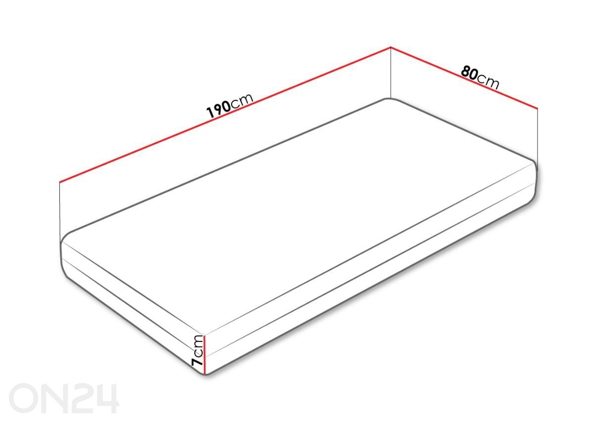 Patja Zeus 7, 80x190 cm kuvasuurennos mitat