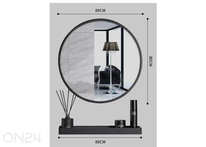 Peili hyllyllä 80 cm, musta kuvasuurennos mitat