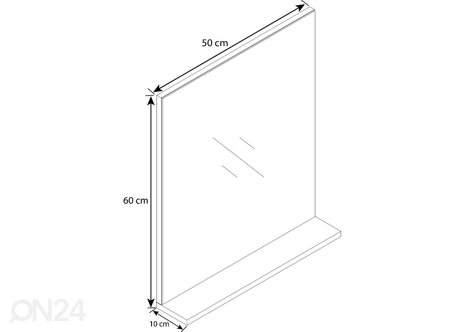 Peili Landos 60x50 cm kuvasuurennos mitat