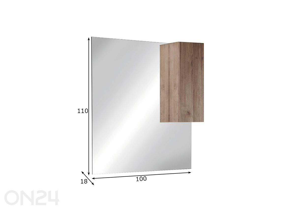 Peili LED-valaistuksella ja kaapilla Jupiter 100 cm kuvasuurennos mitat