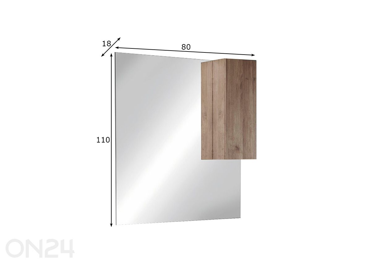 Peili LED-valaistuksella ja kaapilla Jupiter 80 cm kuvasuurennos mitat