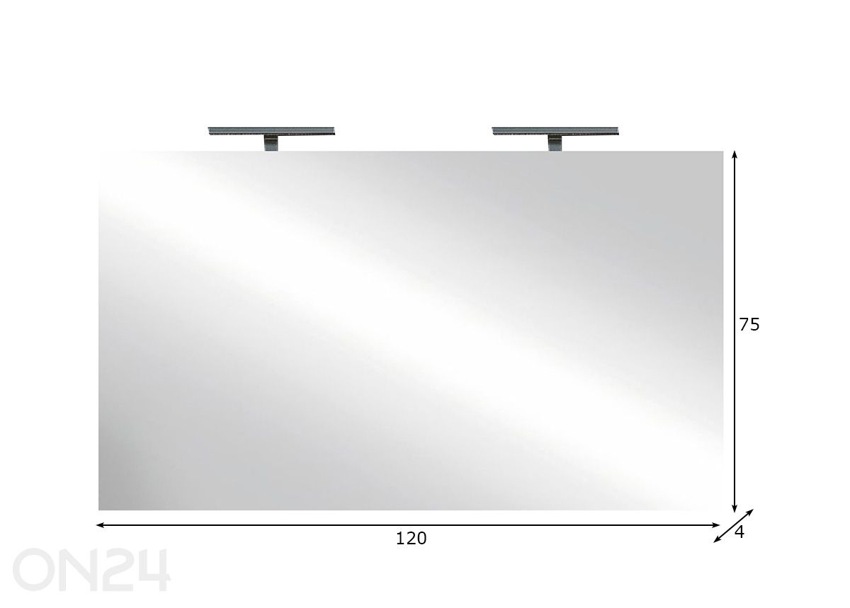 Peili LED-valaistuksella Jupiter 120 cm kuvasuurennos mitat