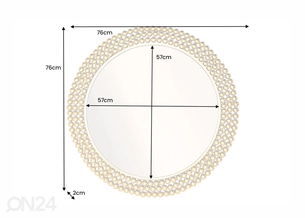 Peili Pearl Ø 76 cm kuvasuurennos mitat