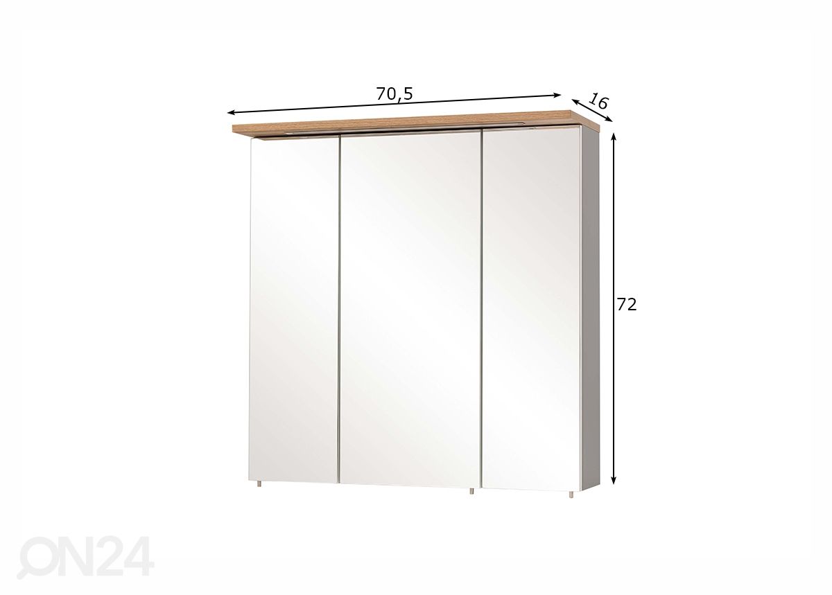 Peilikaappi Jelda 71 cm kuvasuurennos mitat