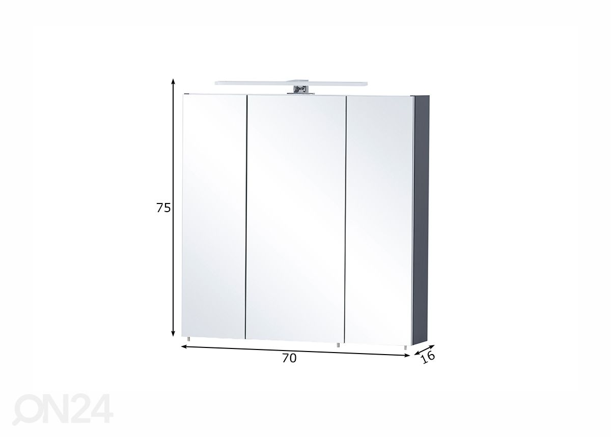 Peilikaappi Kent 70 cm kuvasuurennos mitat