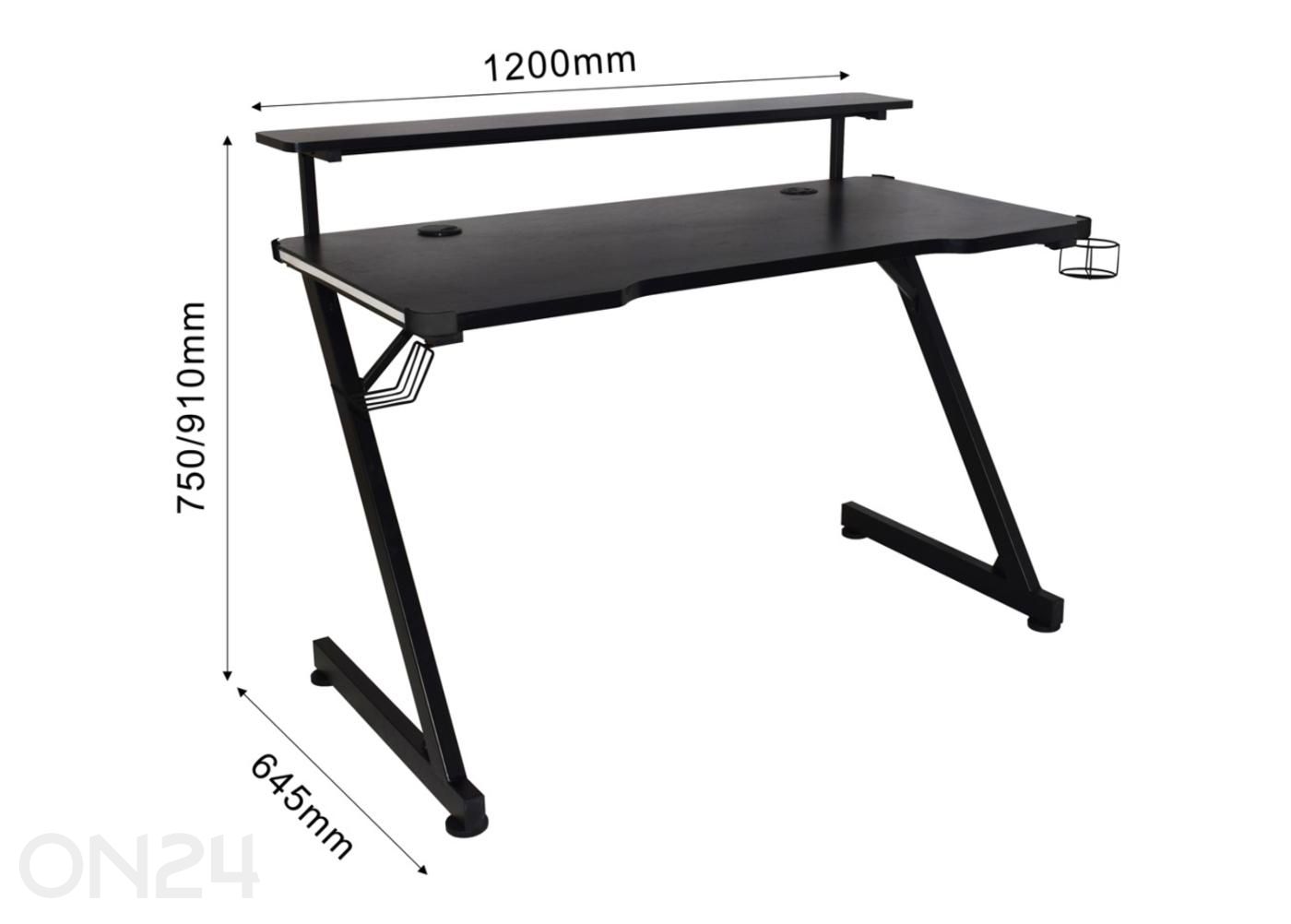 Pelipöytä 64x120 cm kuvasuurennos mitat