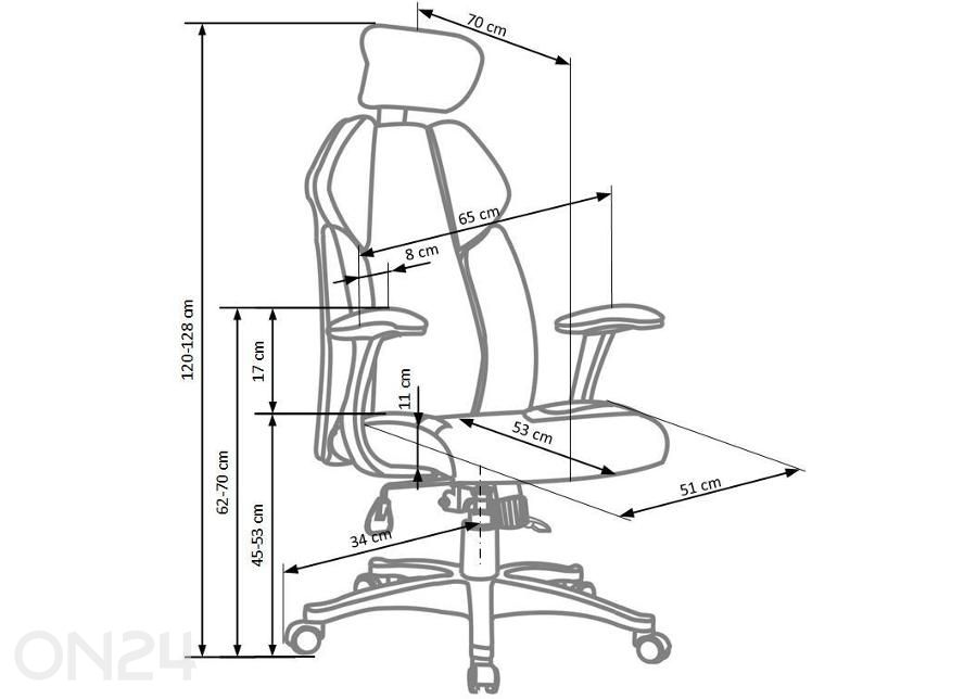 Pelituoli Chrono Executive kuvasuurennos mitat