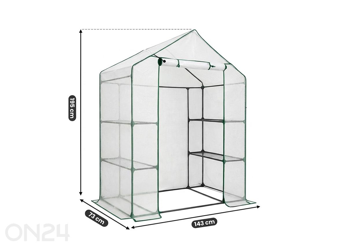 Pienoiskasvihuone 73x143 cm kuvasuurennos mitat
