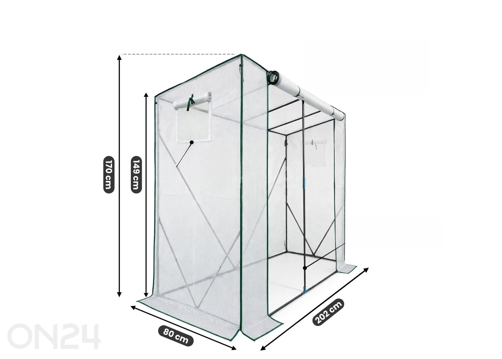 Pienoiskasvihuone 80x200 cm kuvasuurennos mitat
