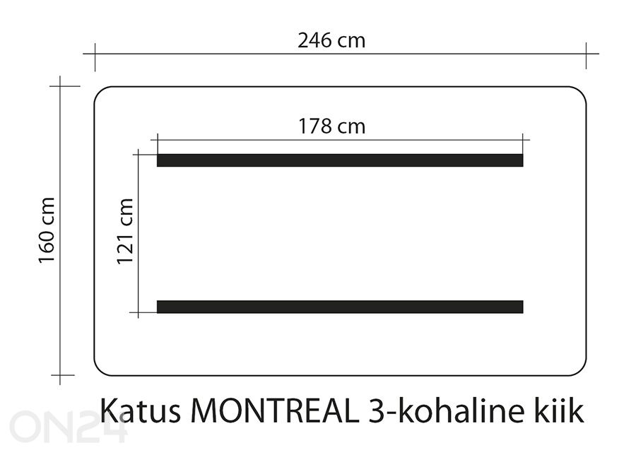 Pihakeinun katos Montreal 3 160x246 cm kuvasuurennos mitat