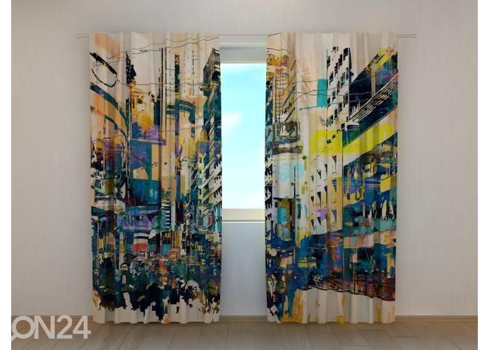 Pimennysverhot Abstract New York 240x220 cm kuvasuurennos