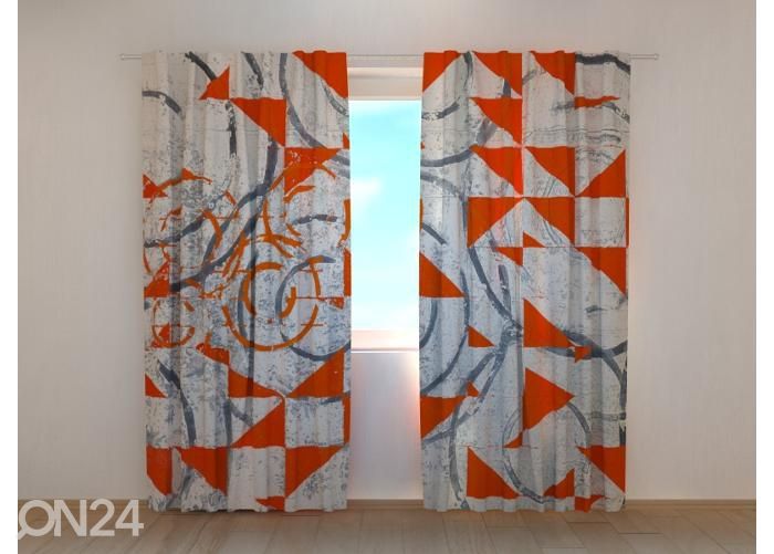 Pimennysverhot Abstract Red and Black Geometric Shapes 240x220 cm kuvasuurennos